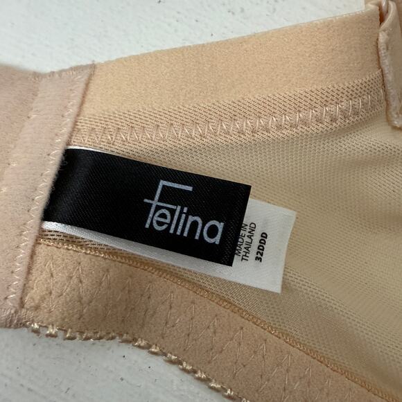Felina Underwire Unlined Lace Sheer Demi Bra Blush Womens 32DDD - Picture 3 of 5